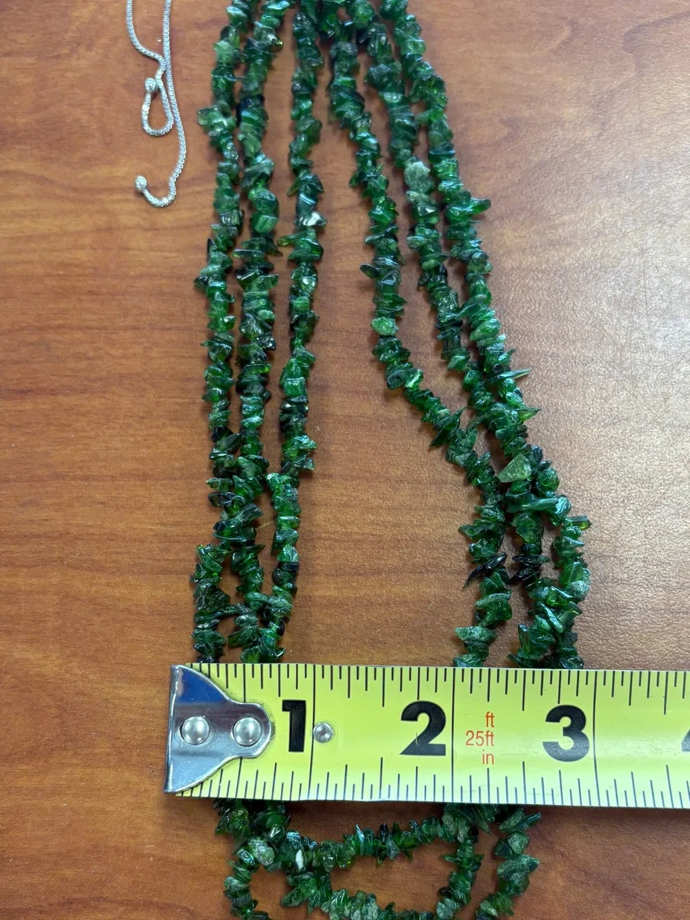 925 PZO Sterling Silver Green Beaded Slide Necklace